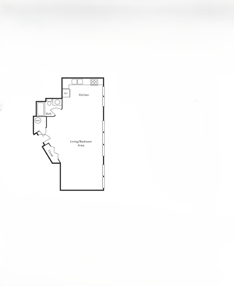 Floor plan for studio, 1 bath, 752 sqft
